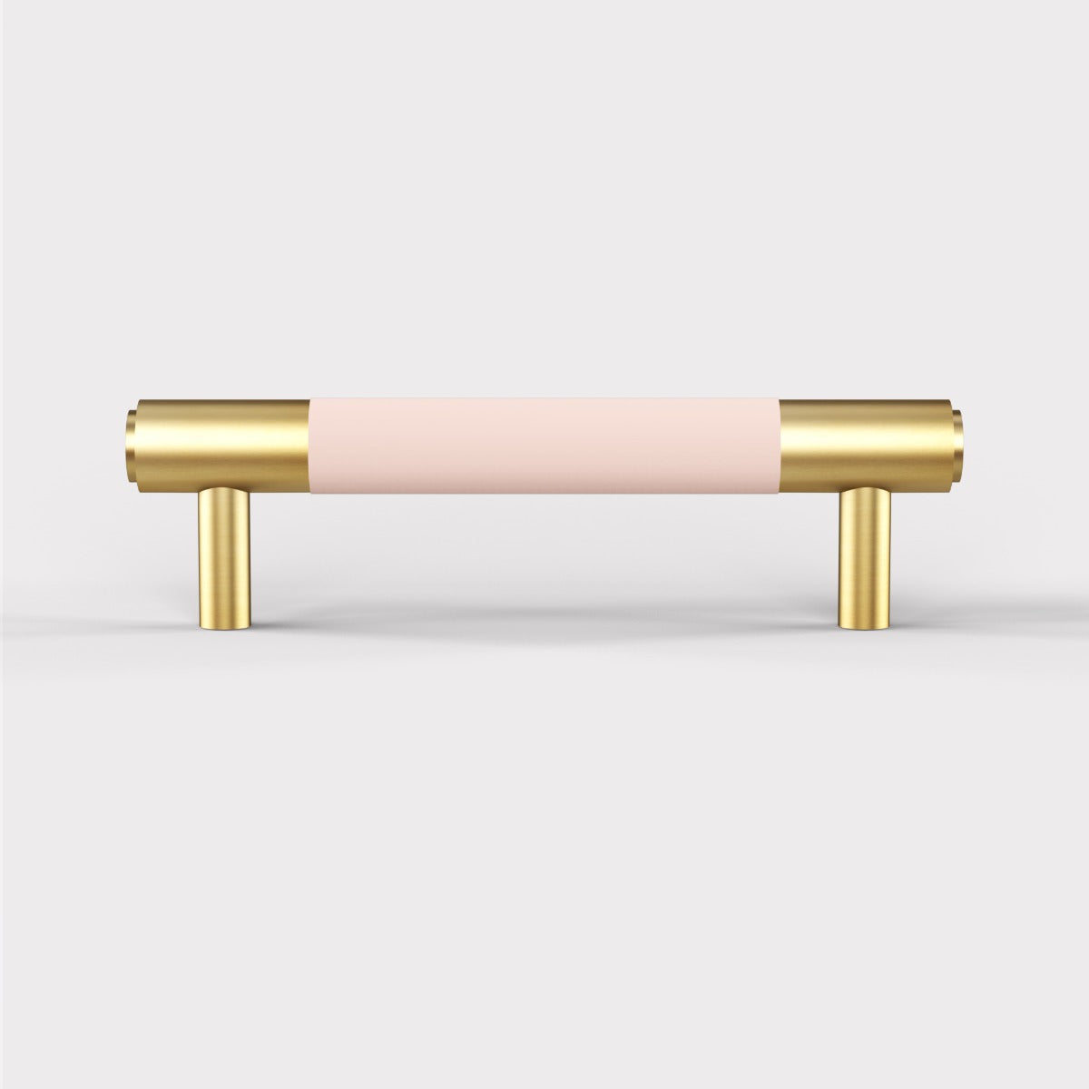 Brass & Pink Leather Cabinet Handles in Gold