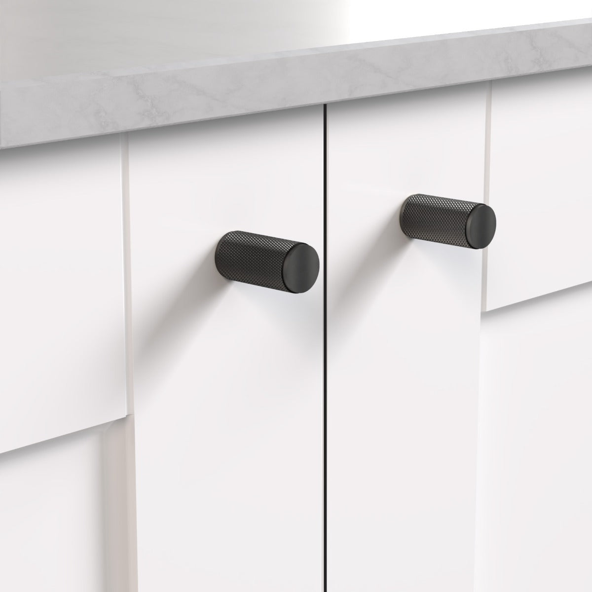 Brass Knurled Cylinder Pulls in Gunmetal