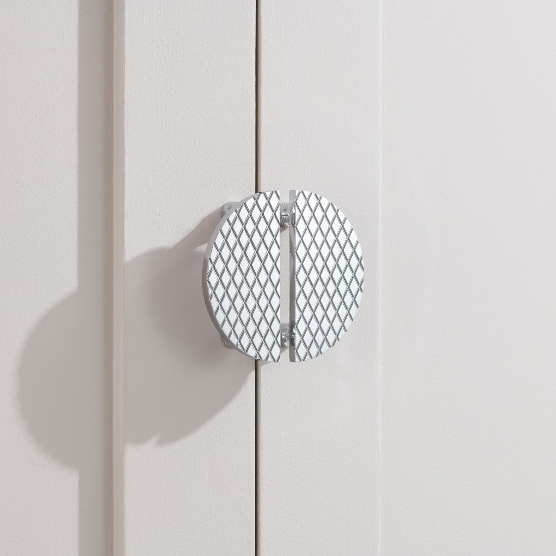 Solid Brass Diamond Half Moon Handles in Chrome - Small