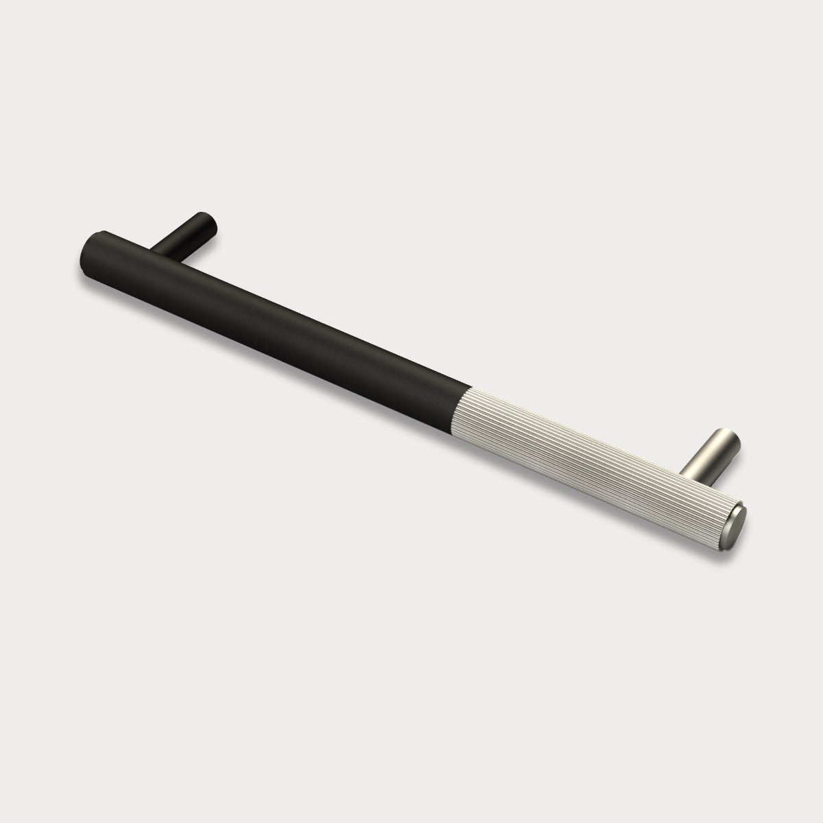 Black Brass Linear Cabinet Handle with Tip in Silver