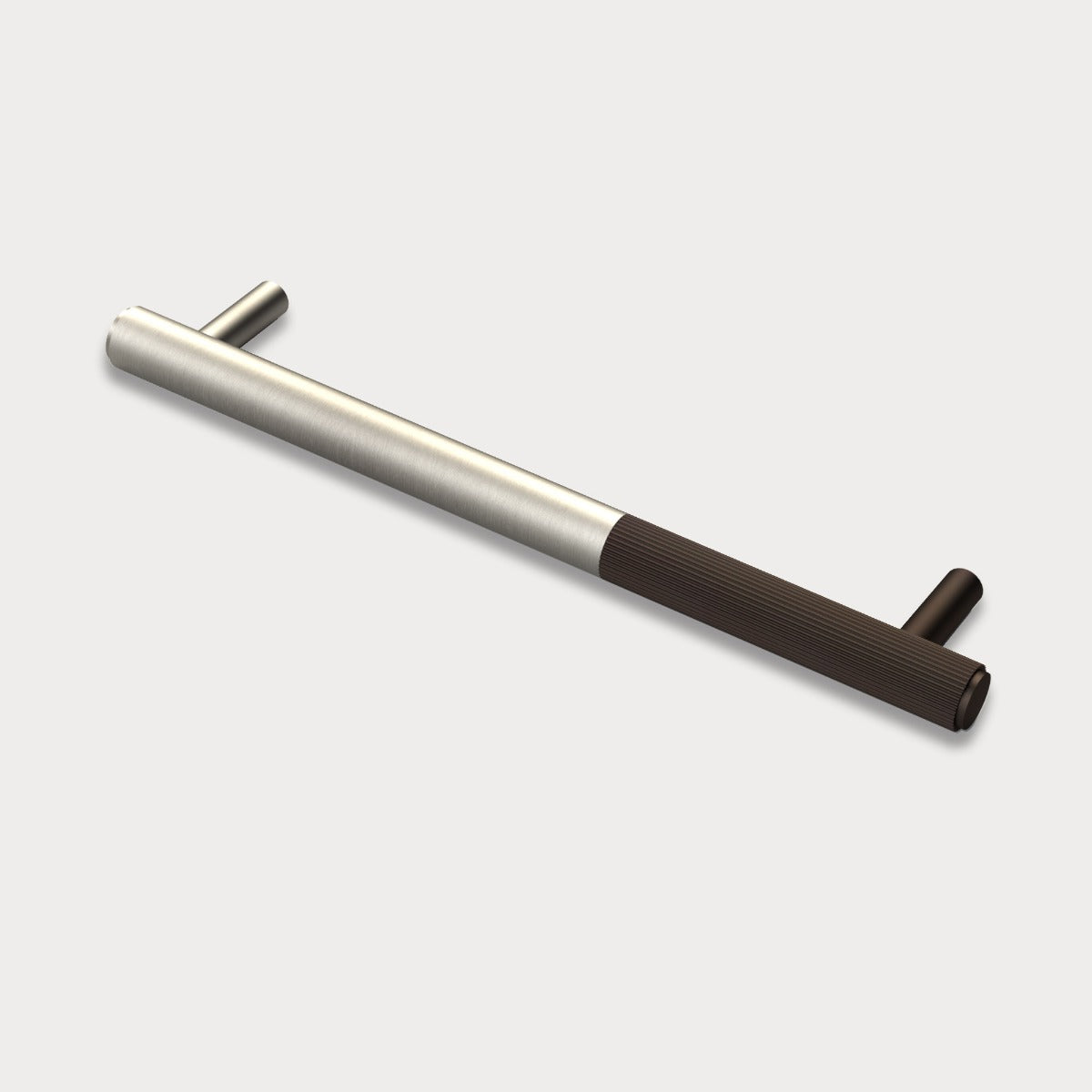 Silver Brass Linear Cabinet Handle with Tip in Bronze