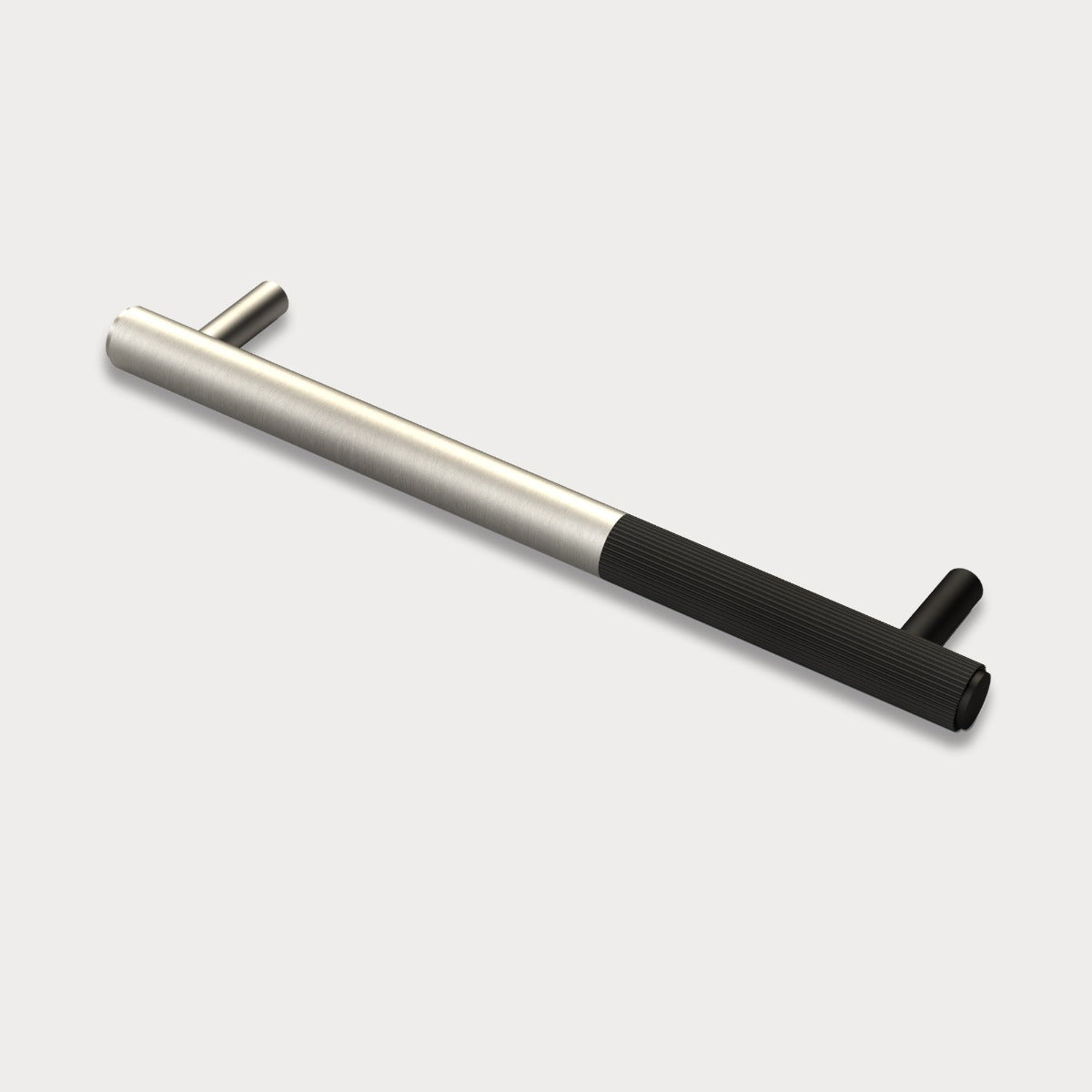 Silver Brass Linear Cabinet Handle with Tip in Black