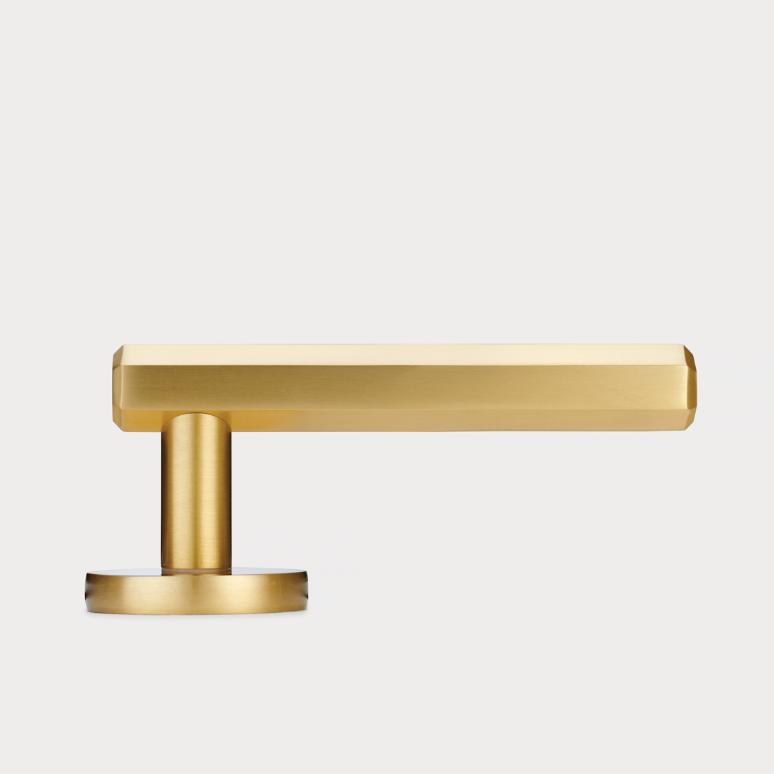Brass Hexagonal Lever Door Handle in Gold