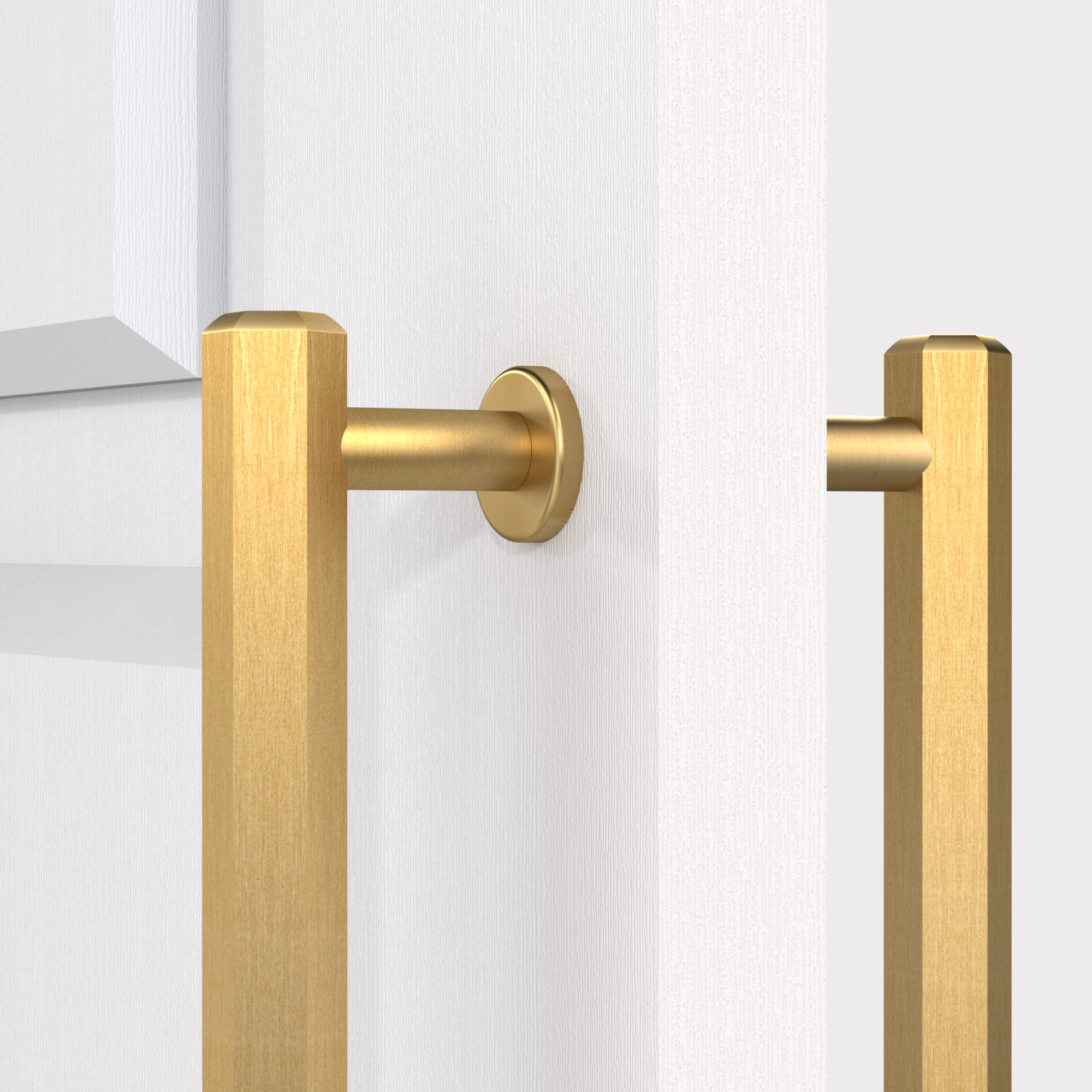 Solid Brass Gold Hexagonal Double Sided Pull Handles