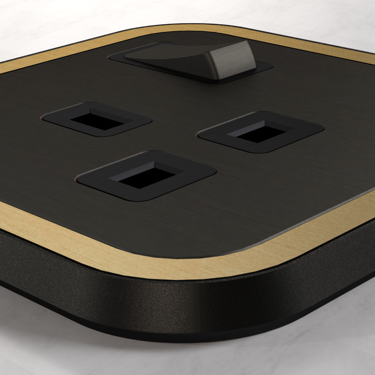 2G UK Plug Socket (13A) in Black & Gold