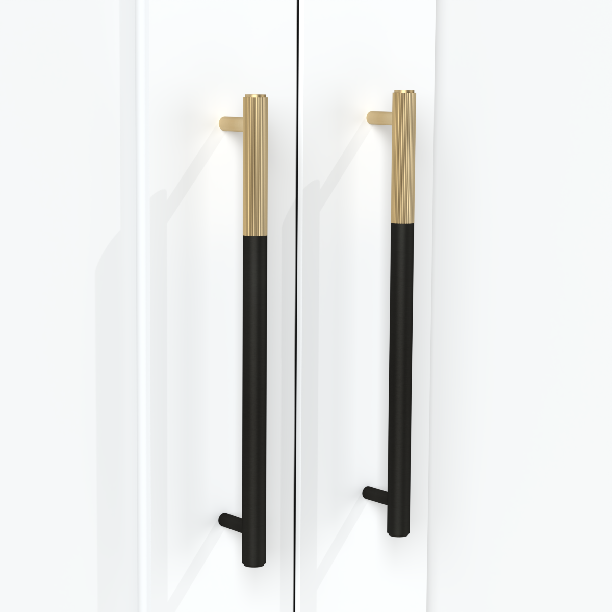 Brass Linear Cabinet Handle in Black and Gold