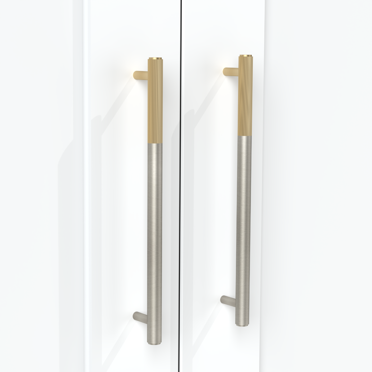 Silver Brass Linear Cabinet Handle with Tip in Gold