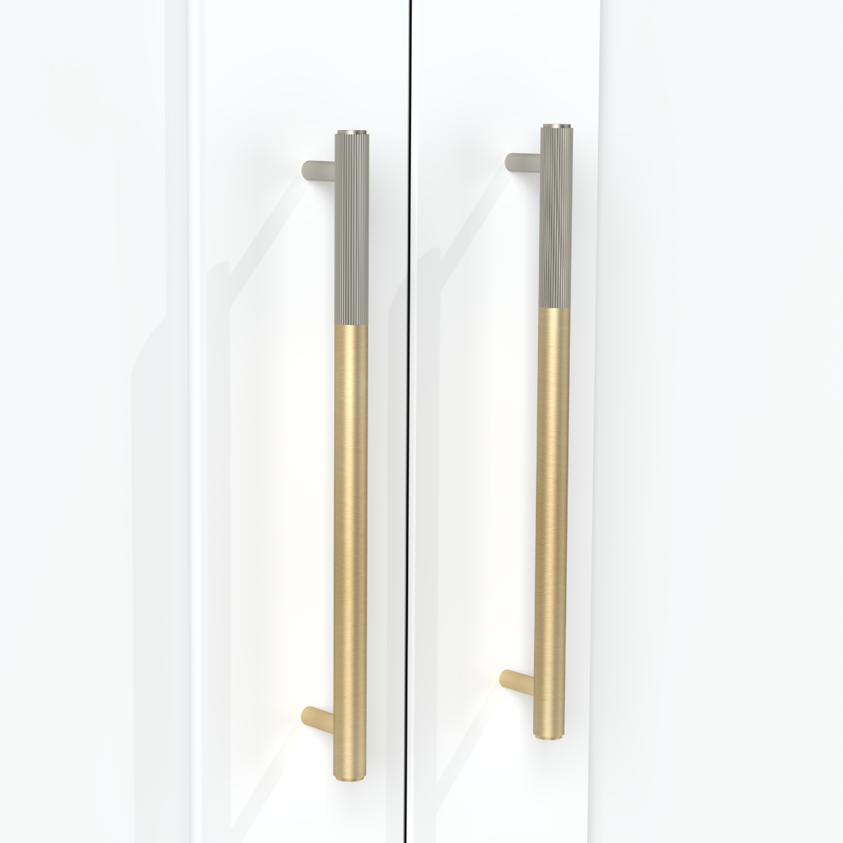 Gold Brass Linear Cabinet Handle with Tip in Silver