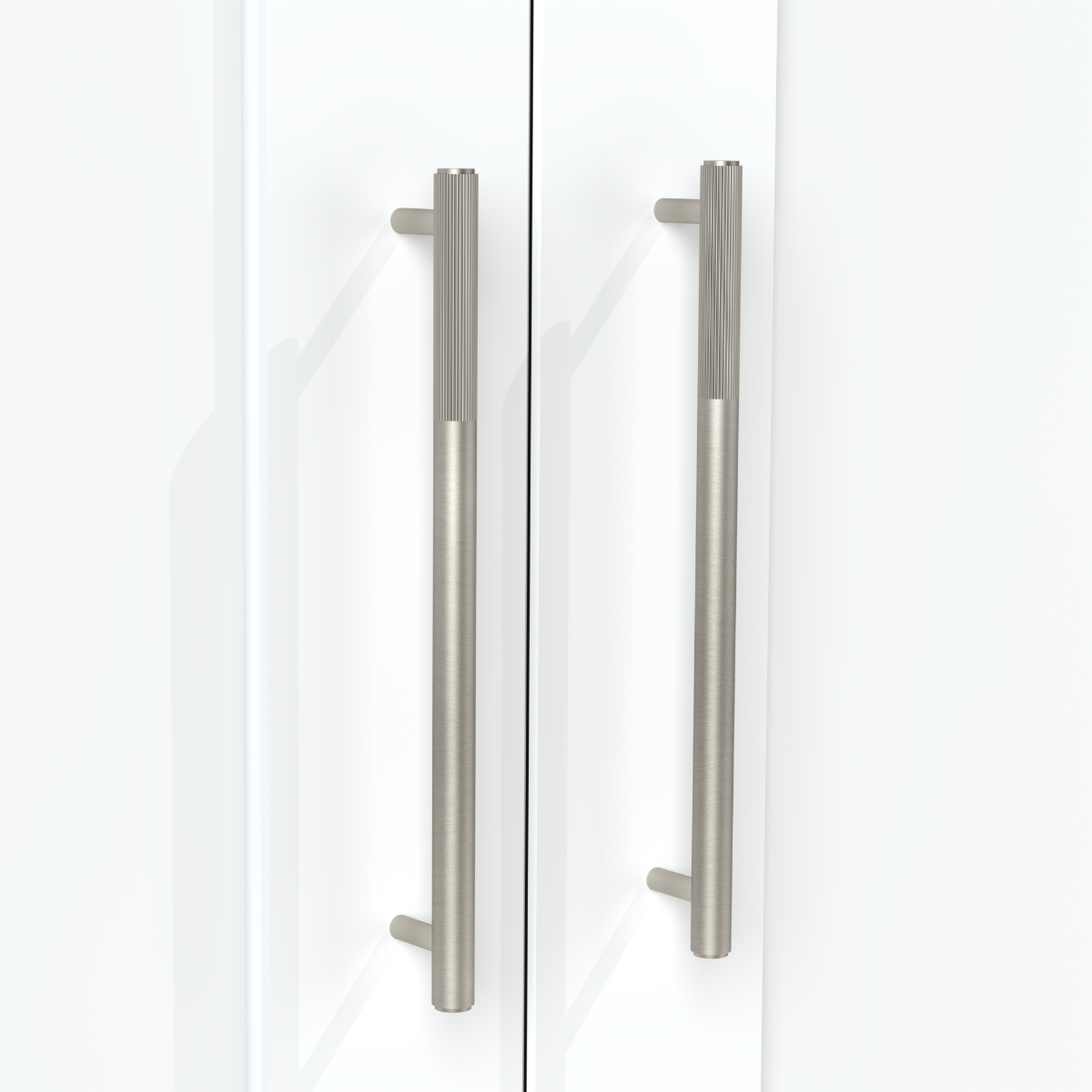 Silver Brass Linear Cabinet Handle with Tip in Silver