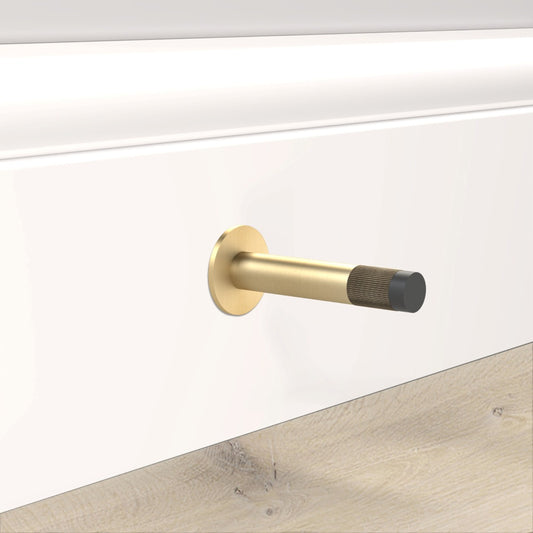 Brass Linear Wall Mounted Door Stop in Gold and Antique Gold