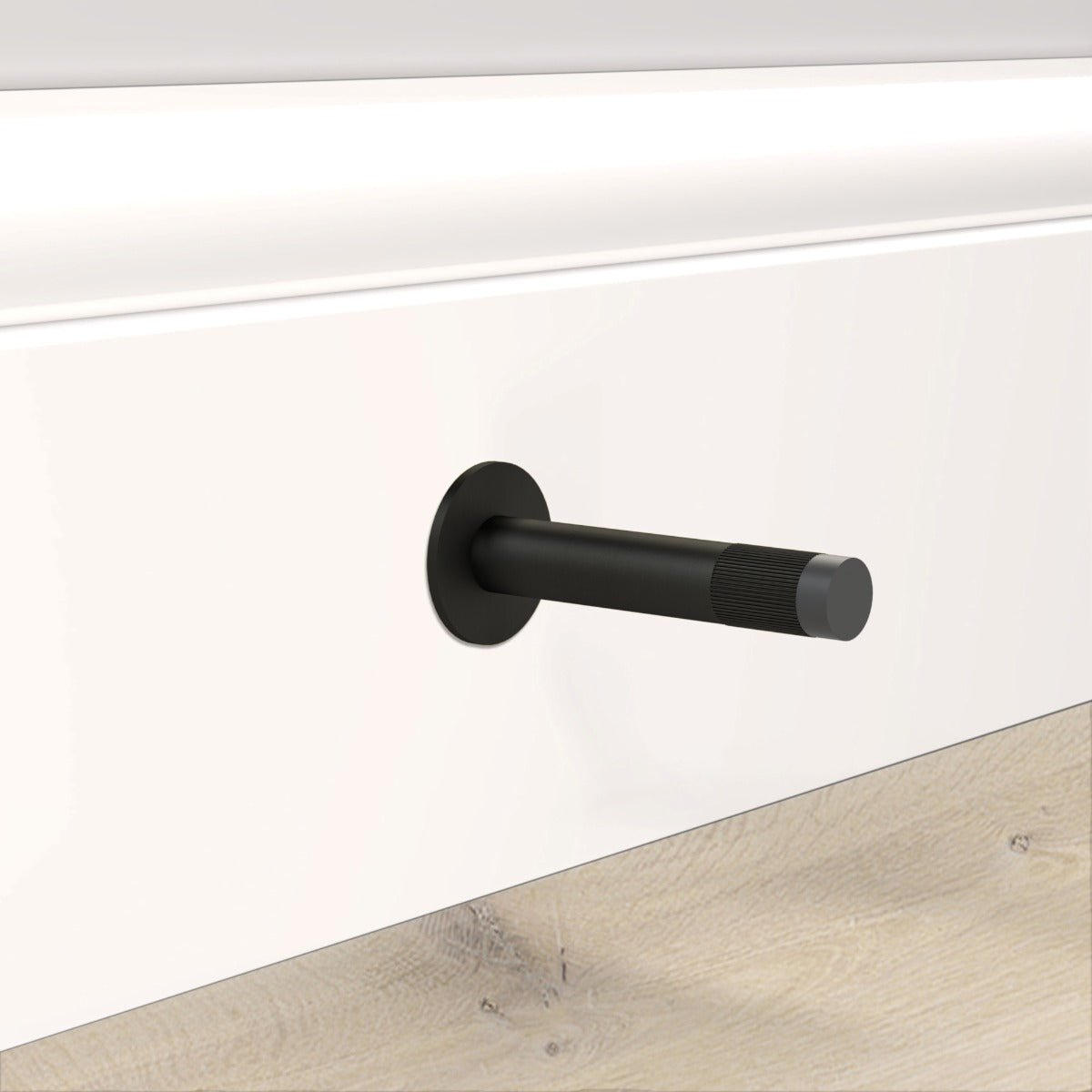 Brass Linear Wall Mounted Door Stop in Black