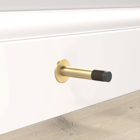 Brass Linear Wall Mounted Door Stop in Gold and Bronze