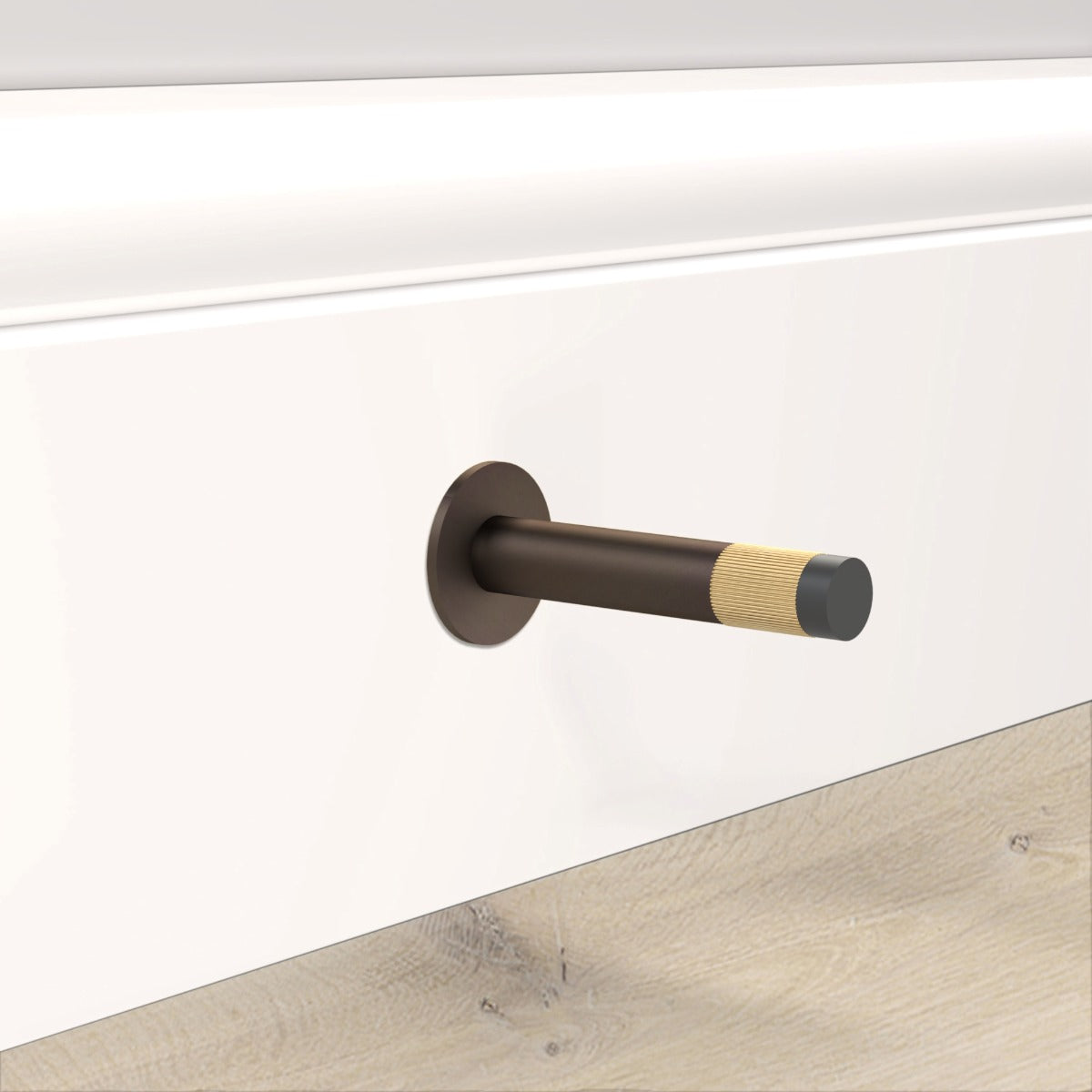Brass Linear Wall Mounted Door Stop in Bronze and Gold