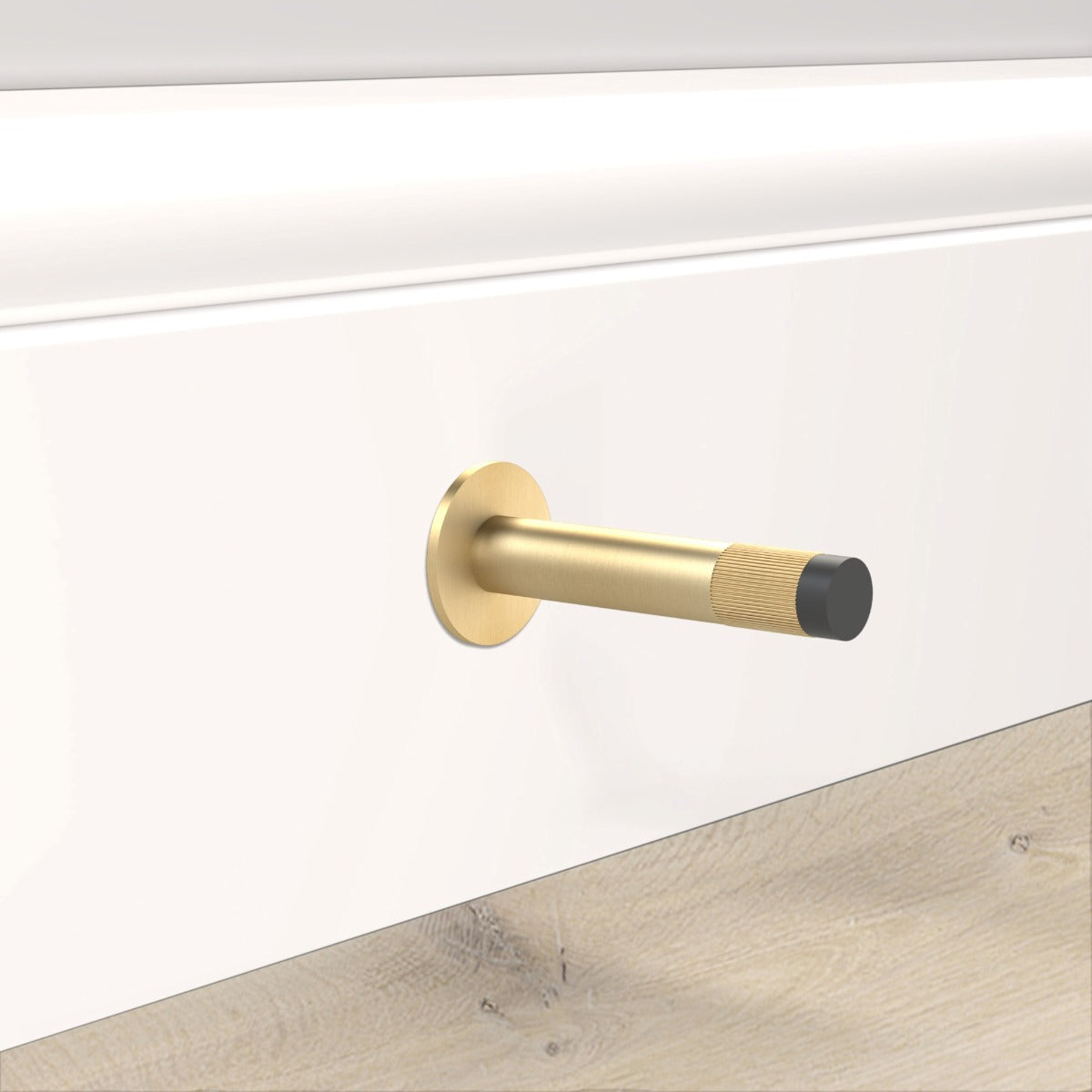 Brass Linear Wall Mounted Door Stop in Gold