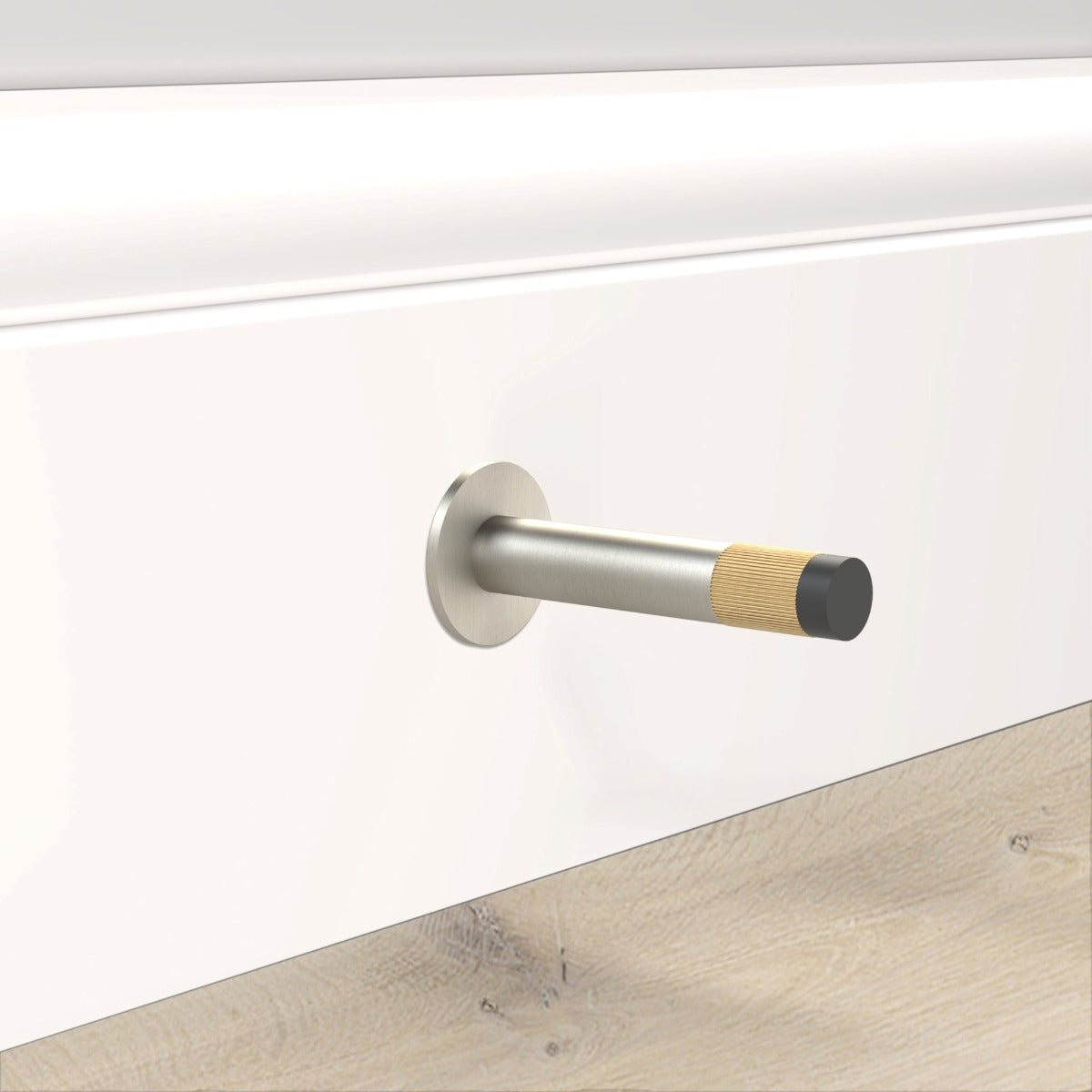 Brass Linear Wall Mounted Door Stop in Silver and Gold