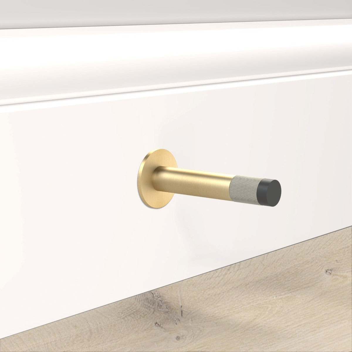 Brass Linear Wall Mounted Door Stop in Gold and Silver