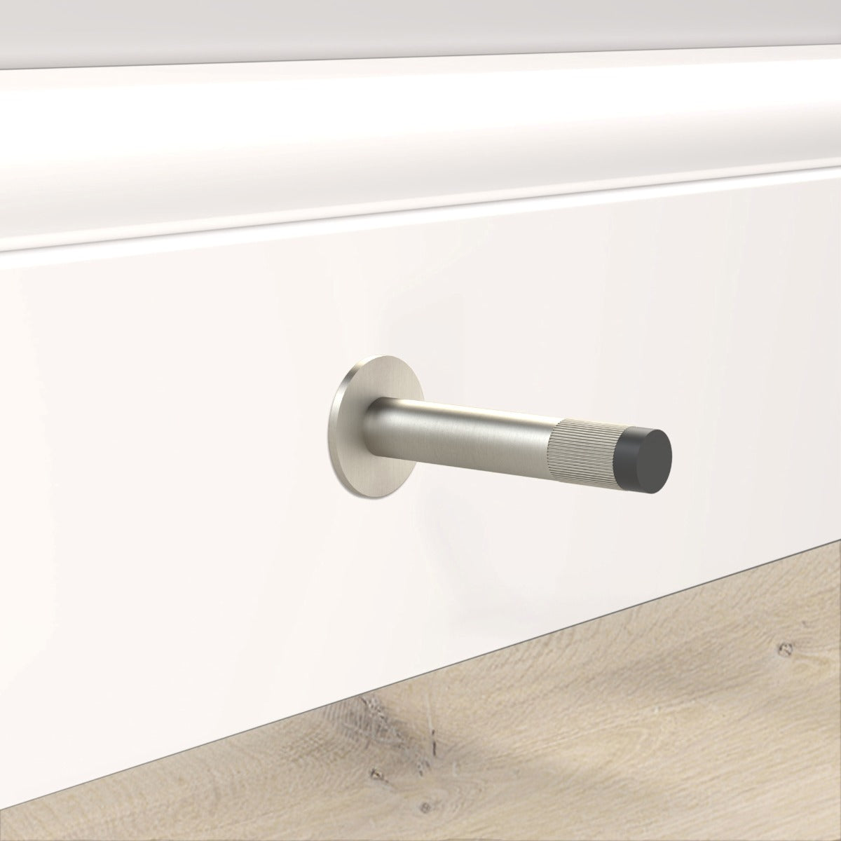 Brass Linear Wall Mounted Door Stop in Silver
