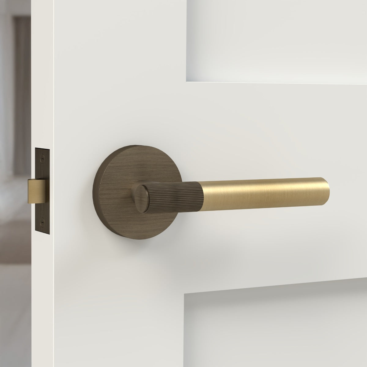 Brass Linear Lever Handle in Gold and Antique Gold