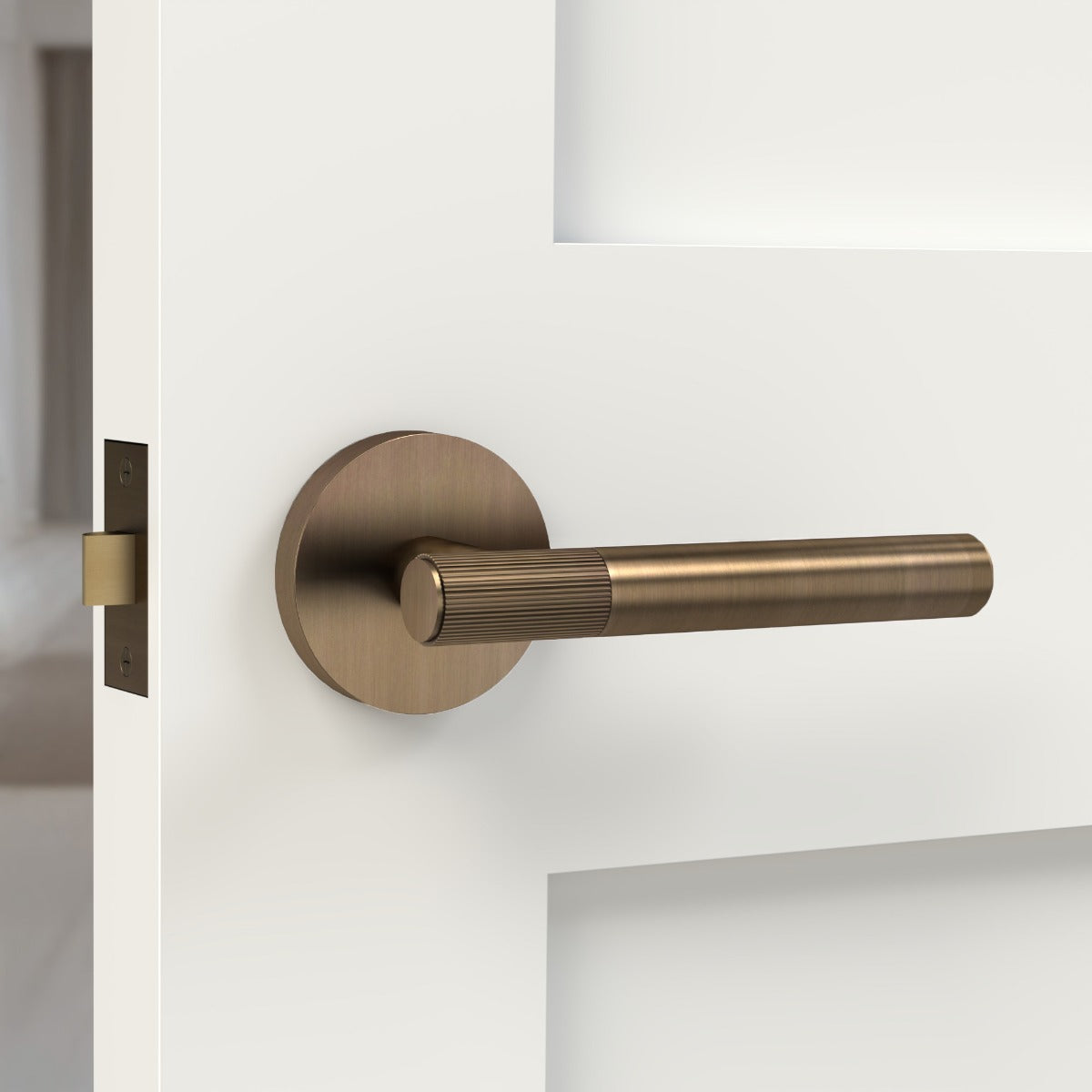 Brass Linear Lever Handle in Antique