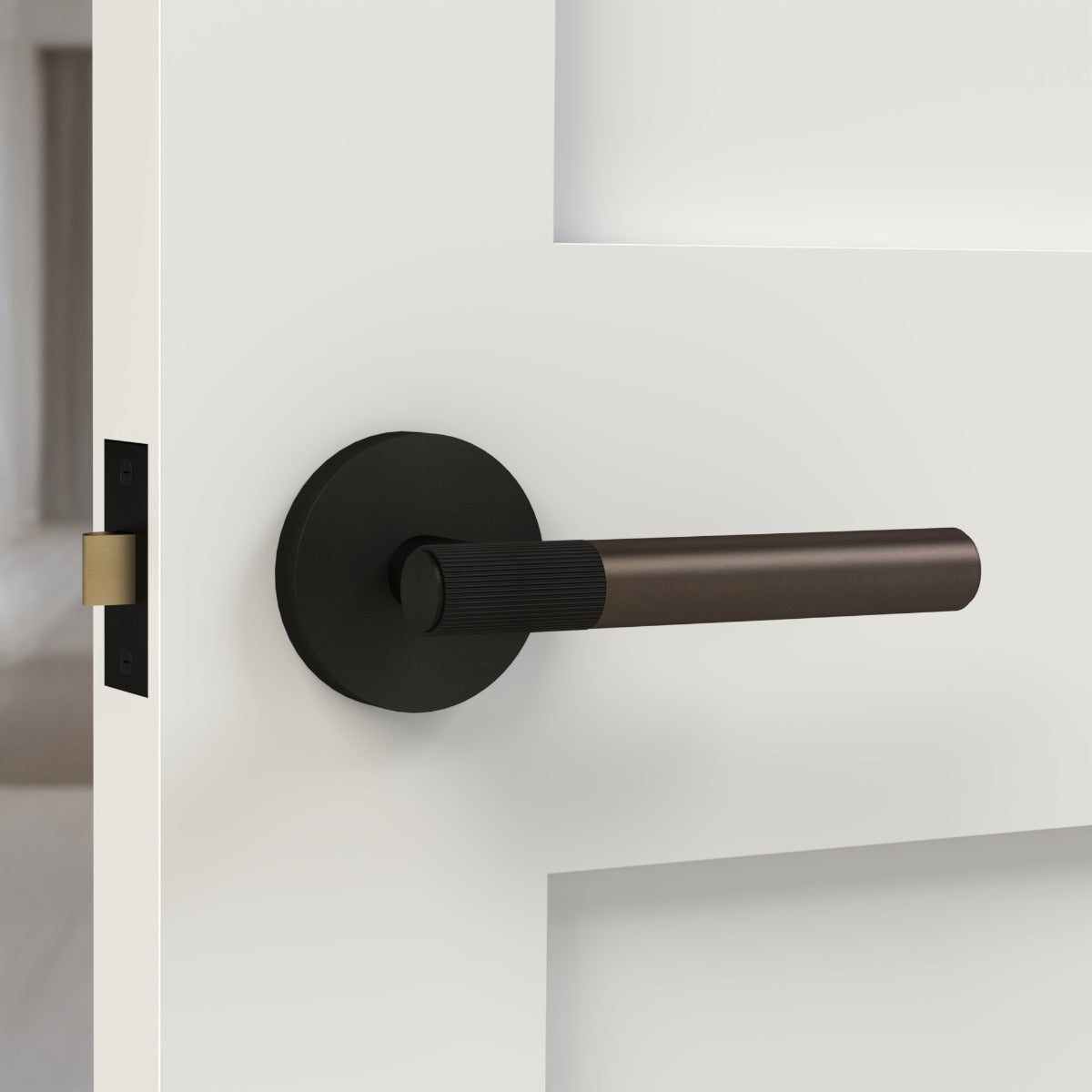 Brass Linear Lever Handle in Bronze and Black