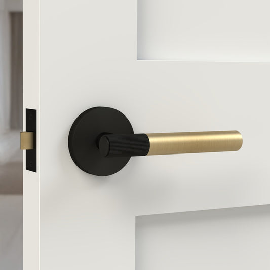 Brass Linear Lever Handle in Gold and Black