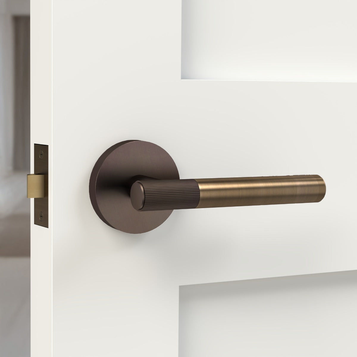 Brass Linear Lever Handle in Antique and Bronze