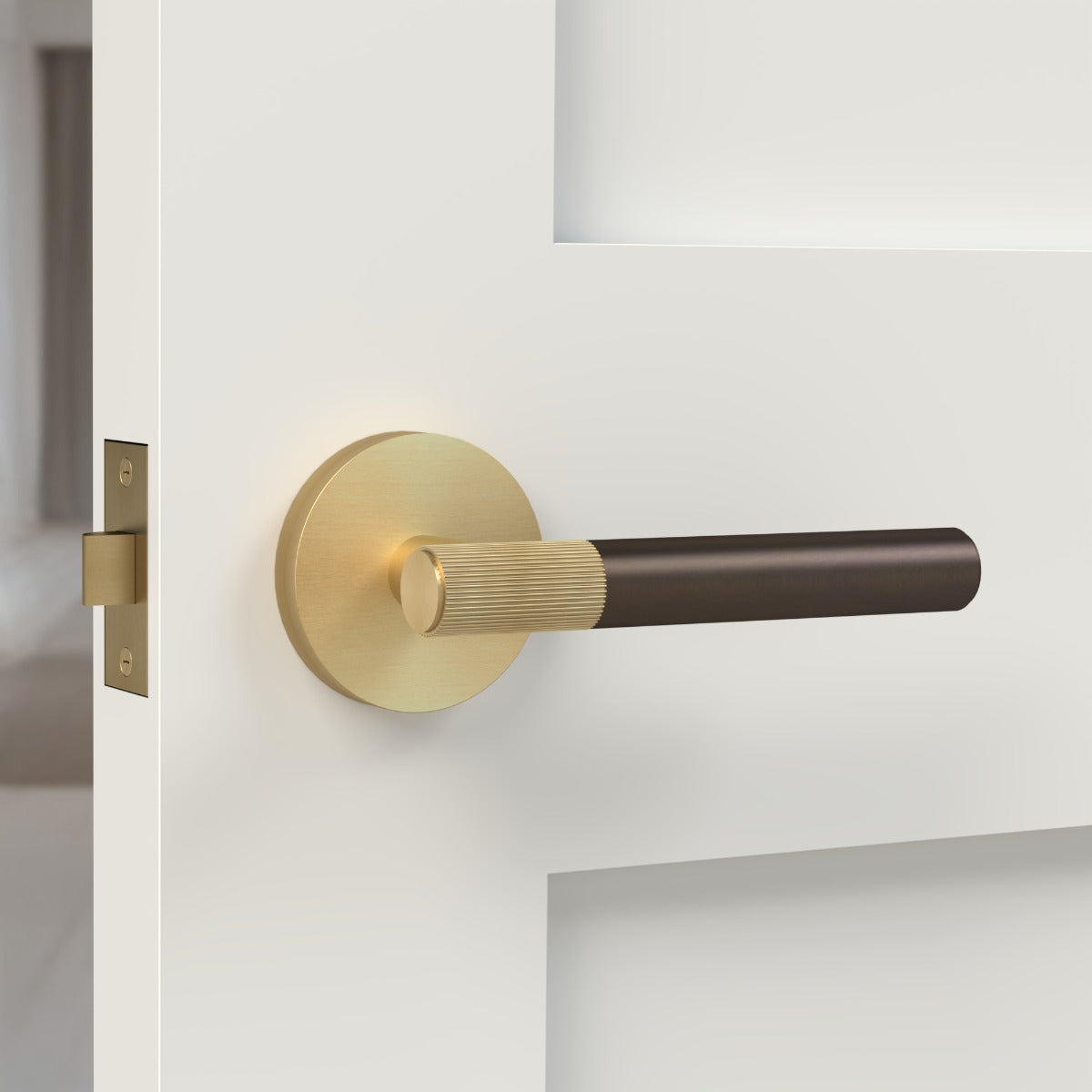 Brass Linear Lever Handle in Bronze and Gold