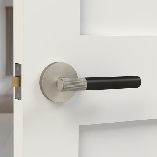 Brass Linear Lever Handle in Black and Silver