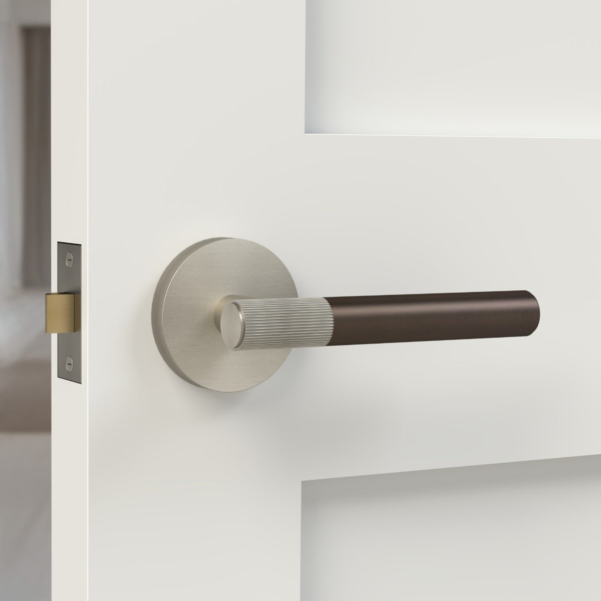 Brass Linear Lever Handle in Bronze and Silver