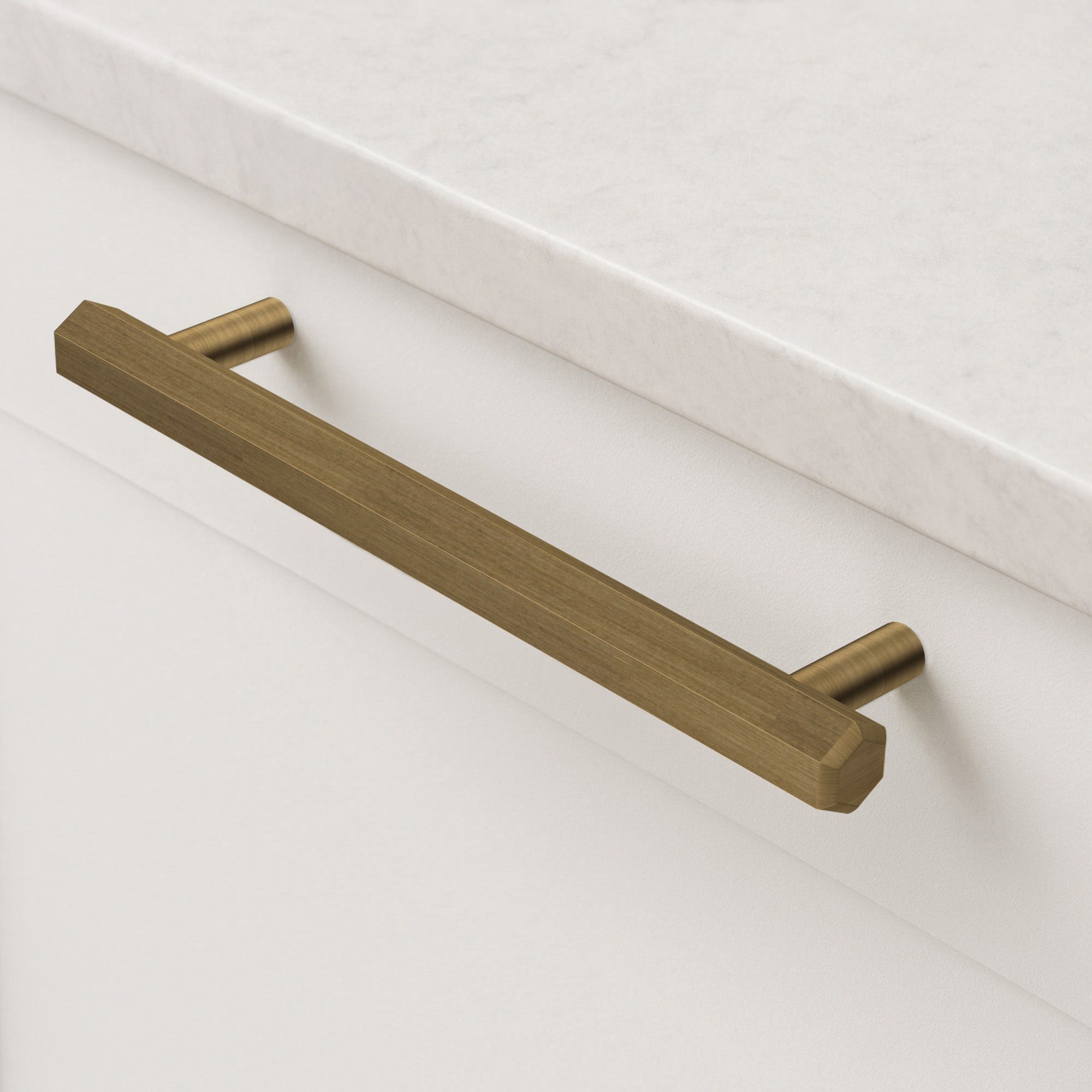 Brass Hexagonal Cabinet Handles in Antique