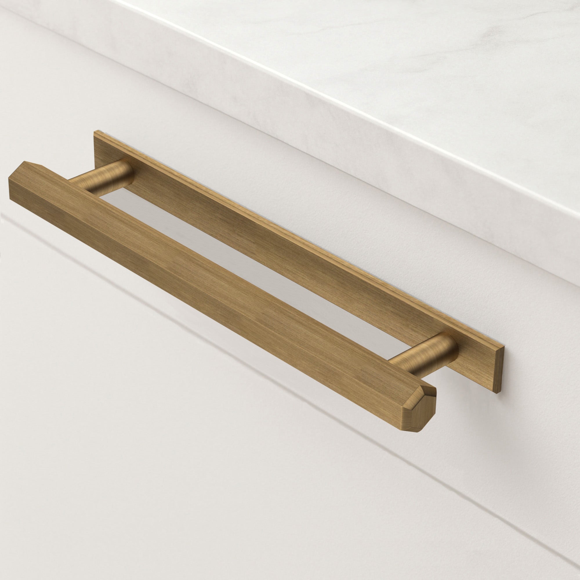 Brass Hexagonal Cabinet Handles With Backplate in Antique