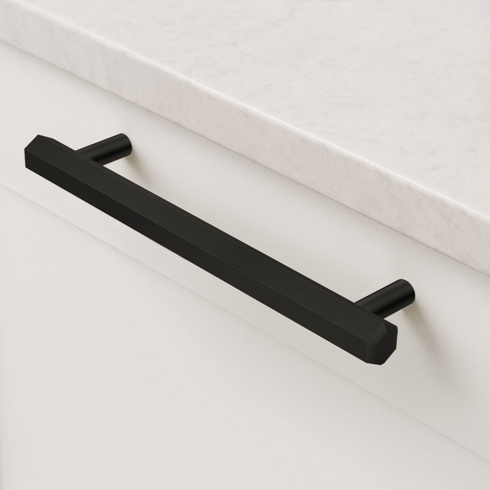Brass Hexagonal Cabinet Handles in Black