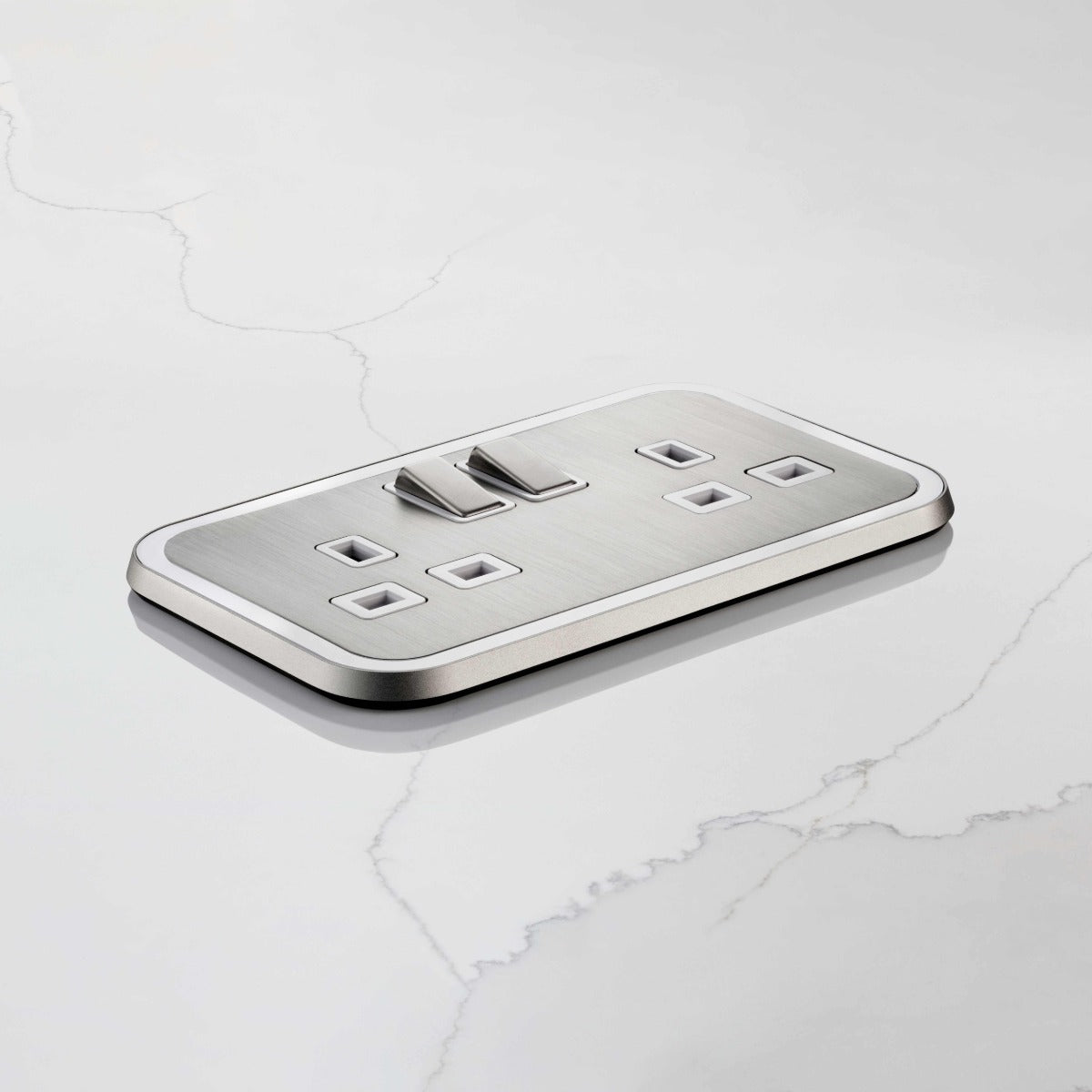 2G UK Plug Socket (13A) in Silver & White Gloss