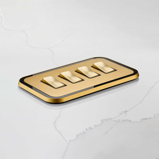 4G Rocker Light Switch (20A) in Gold & Black Gloss