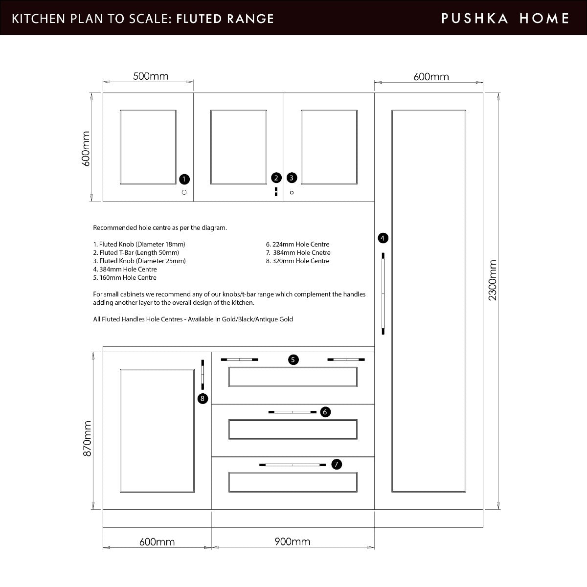 Fluted Pull Handle in Antique