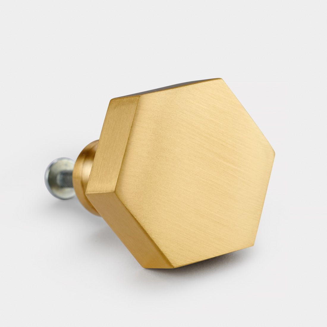 Brass Hexagonal Door Knobs in Gold
