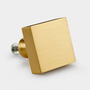 Brass Square Door Knobs in Gold