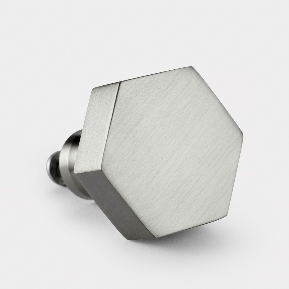 Brass Hexagonal Door Knobs in Silver