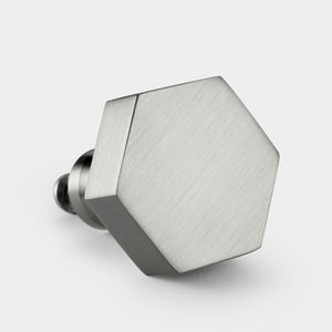 Brass Hexagonal Door Knobs in Silver