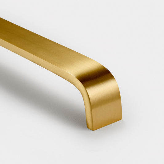 Brass Wide Curved Cabinet Handles in Gold - 128mm