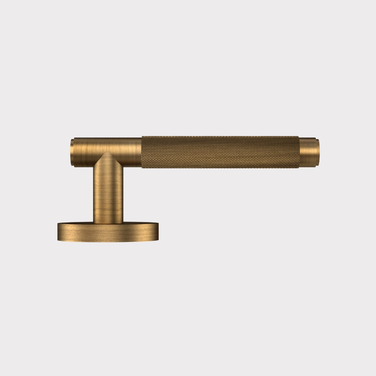 Brass Knurled Lever Door Handle in Antique