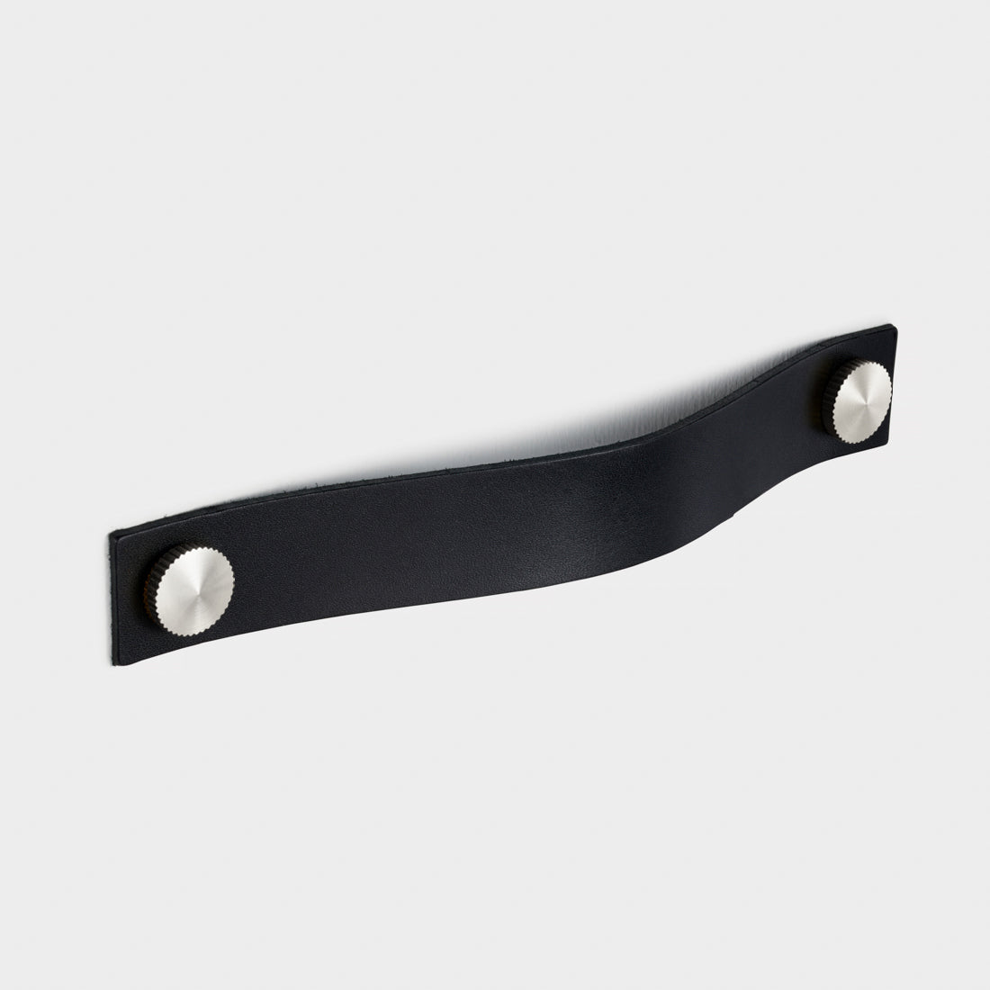 Leather Cabinet Pulls with Silver Studs in Black