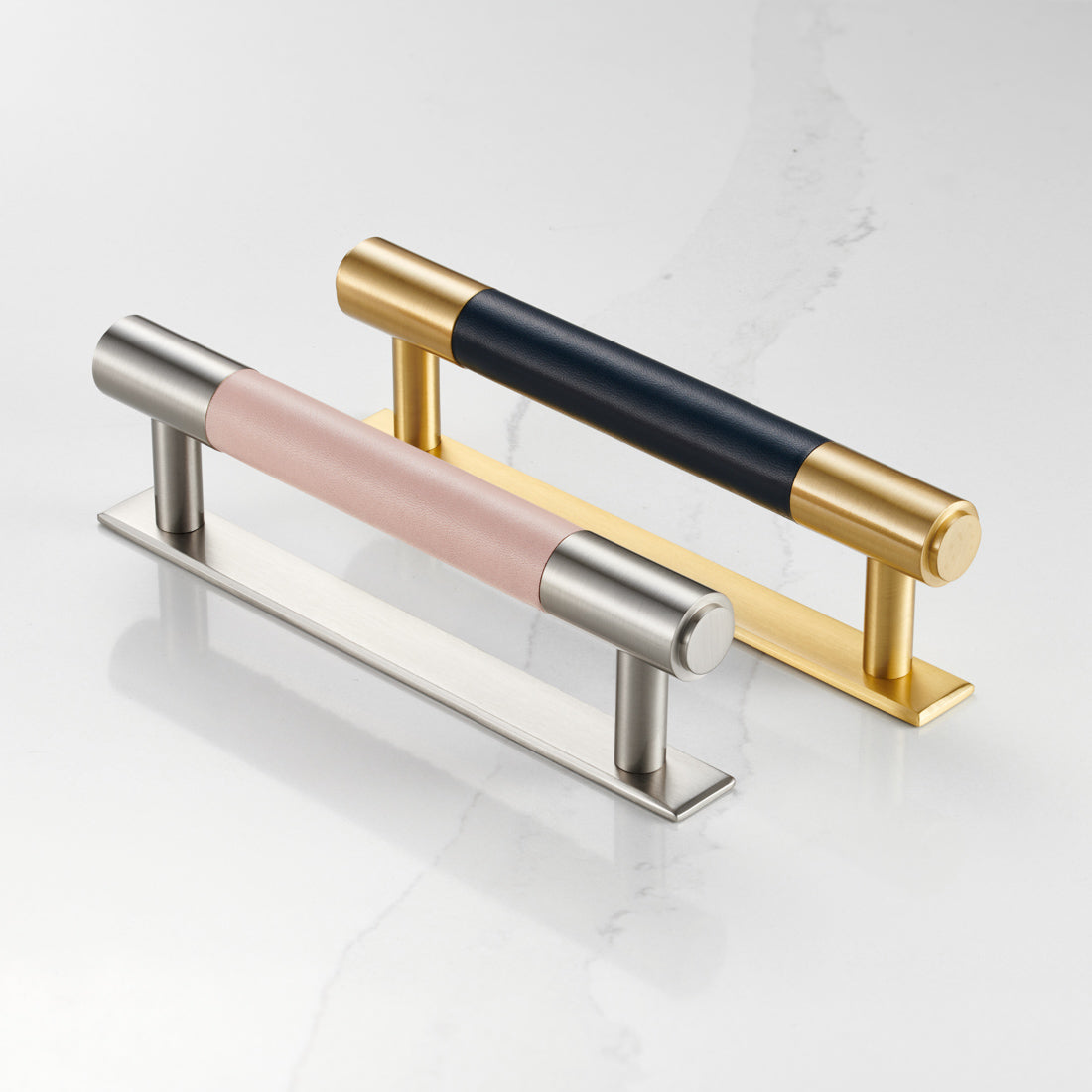 Brass Bar Handle With Backplate - Silver - Hole Centre 320mm – rear view
