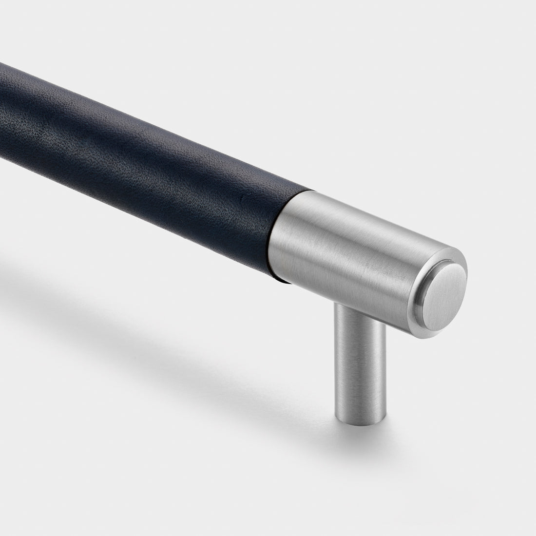 Brass & Blue Leather Cabinet Handles in Silver