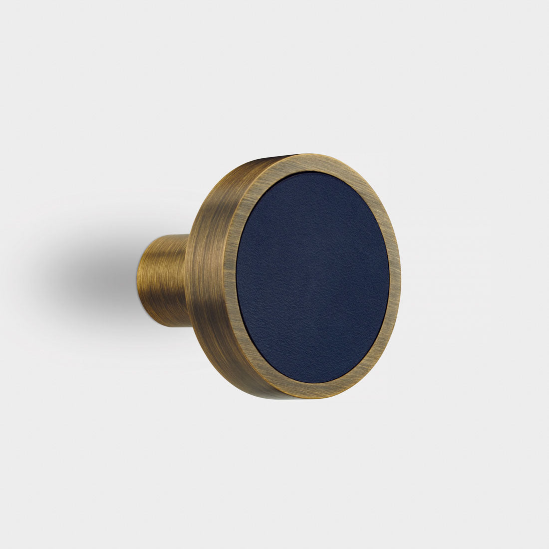 Brass & Blue Leather Coat Hook in Antique