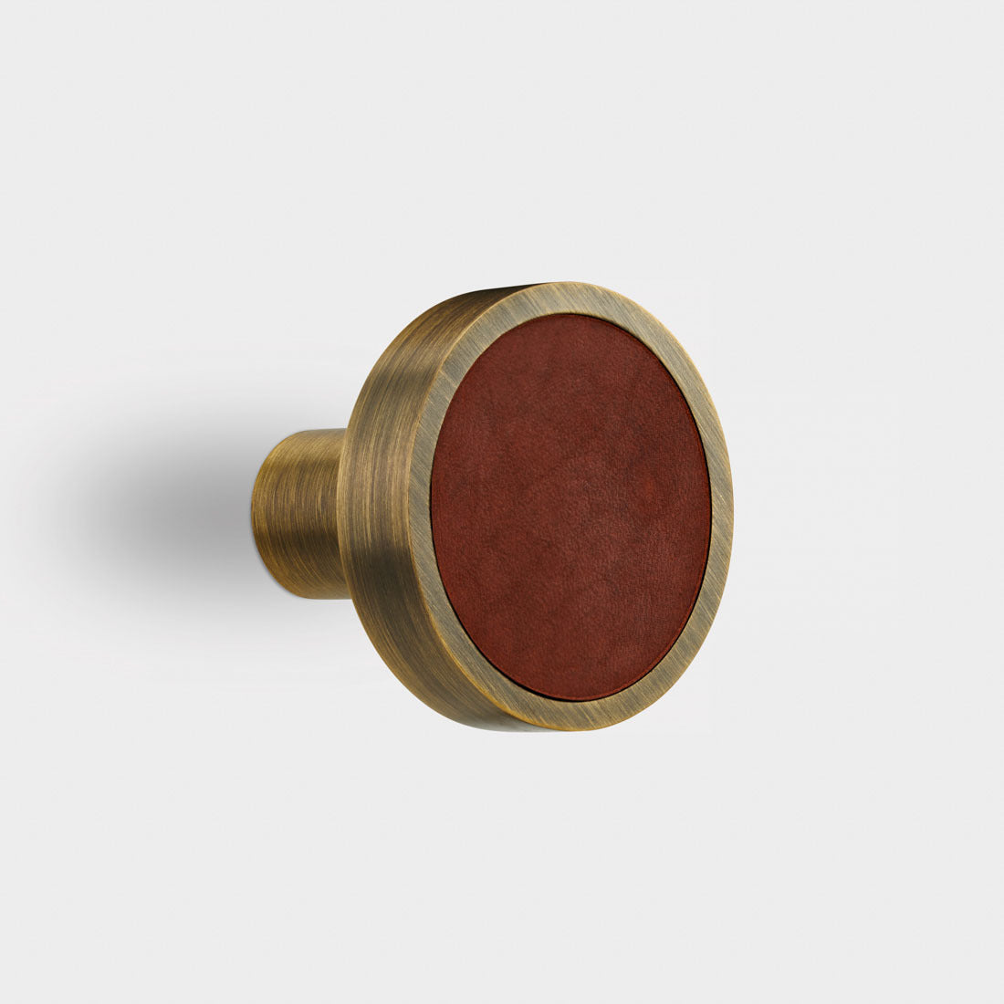 Brass & Brown Leather Coat Hook in Antique