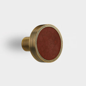 Brass & Brown Leather Coat Hook in Antique