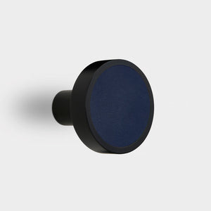 Brass & Blue Leather Coat Hook in Black