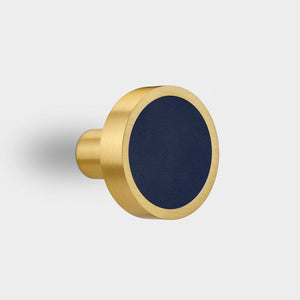 Brass & Blue Leather Coat Hook in Gold