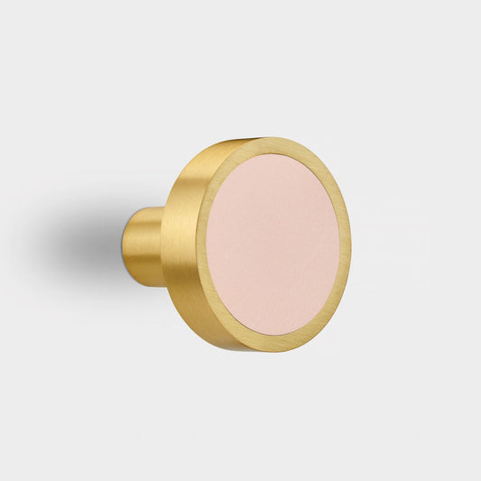 Brass & Pink Leather Coat Hook in Gold